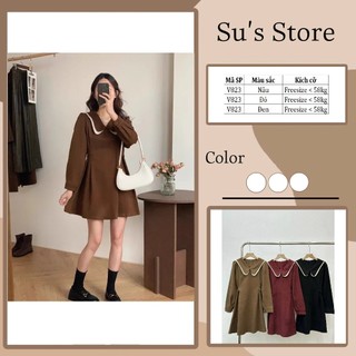 Váy Nhung Chéo Phối Cổ Dây Buộc Eo V823 Susstore Top Women