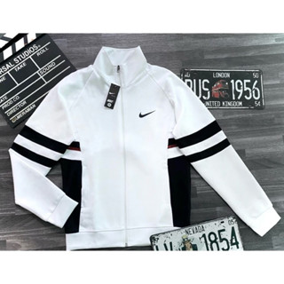 Áo Khoác Thể Thao Ni ONE Nam Nữ Màu Trắng Tay Sọc Thêu Vải Thun Poly 2 Da Cao Cấp,Mềm Mịn Chống Nắng Áo Khoác Thu Đông