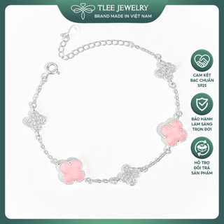 Lắc tay bạc nữ TLEE  năm charm hoa cỏ bốn lá đa sắc sang trọng đá 10mm TLEEJEWELRY LT0408