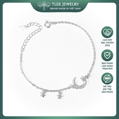 Lắc tay bạc nữ TLEE mặt trăng sao đính đá TLEEJEWELRY LT0410