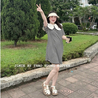 Váy Suông Sọc Trắng Đen Thanh Lịch Thời Trang Vivatun