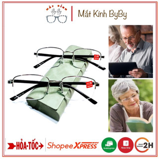 Kính Lão Viễn Người Giá Lớn Tuổi Đọc Sách Xem Điện Thoại Gọng Kim Loại Nửa Viền Cước