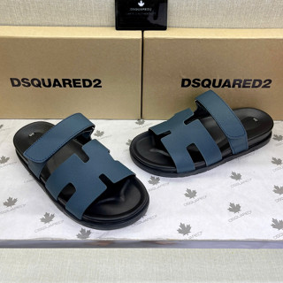 Dép lê nam hai quai ngang Hơ Mẹc da Pu trơn phối quai hình chữ H dập logo chữ viền đế cao su boy phố XD11P