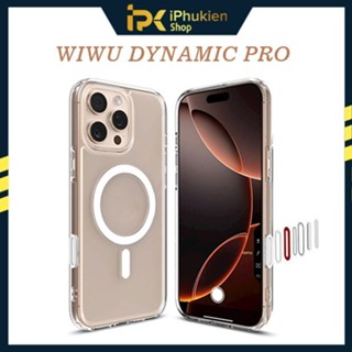 Ốp Lưng [ CÓ NÚT CAMERA CONTROL ] WIWU Dynamic Pro trong suốt hỗ trợ sạc không dây cho iP 16/16 Plus/16 Pro/16 Promax