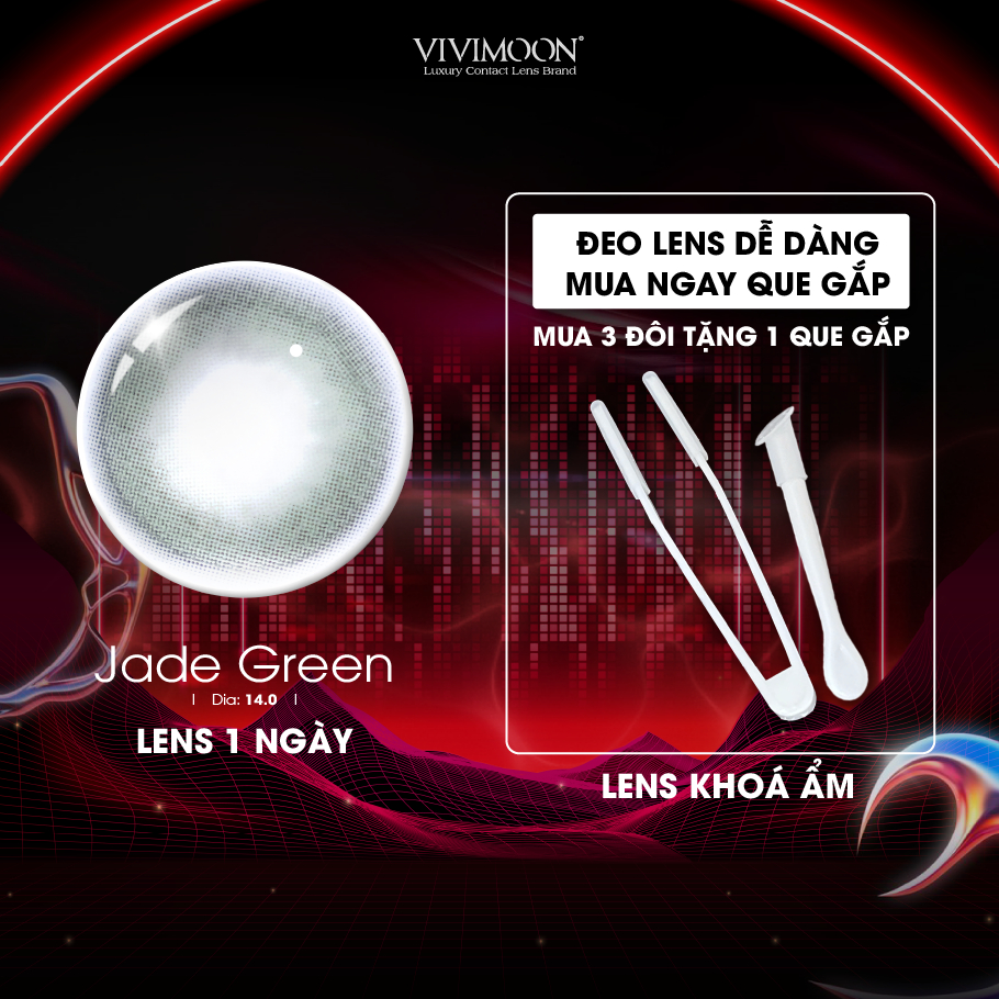 Kính áp tròng VIVIMOON LENS 1 ngày màu xanh lá ánh xám bạc Jade Green (Giá 01 chiếc)