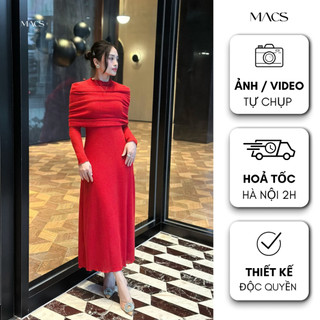 Váy đầm len cao cấp_dáng A_ dài tay_MACS_LUCKY DRESS(+10% phí sàn)