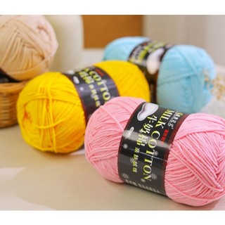 Len Cuộn Đan Móc Milk Cotton 125gram, len móc thú, hoa, túi, mũ, áo, khăn thủ công handmade