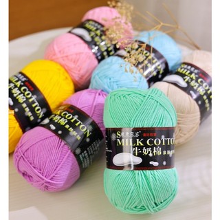 Len Cuộn Đan Móc Milk Cotton 125gram, len móc thú, hoa, túi, mũ, áo, khăn thủ công handmade