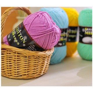 Len Cuộn Đan Móc Milk Cotton 125gram, len móc thú, hoa, túi, mũ, áo, khăn thủ công handmade