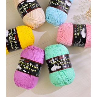 Len Cuộn Đan Móc Milk Cotton 125gram, len móc thú, hoa, túi, mũ, áo, khăn thủ công handmade
