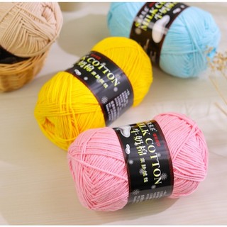 Len Cuộn Đan Móc Milk Cotton 125gram, len móc thú, hoa, túi, mũ, áo, khăn thủ công handmade
