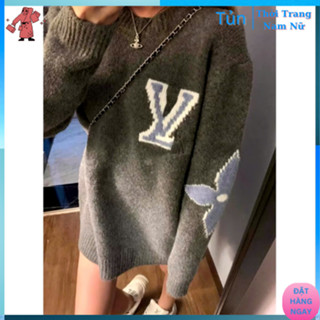 Áo Len Tăm Họa Tiết Tay LV . Áo Len Dài Tay Thiết Kế Thời Trang Ấm Áp