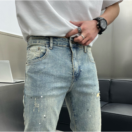 uần jean baggy nam dáng suông ống rộng vừa hottrend Hàn Quốc Quần bò baggy nam