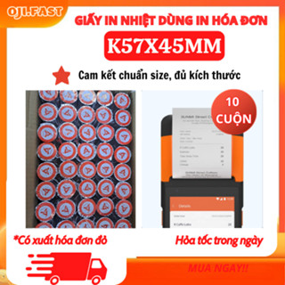  Giấy in nhiệt in bill K57- 57x45mm Giấy In Nhiệt K57mm Cho Máy Pos cầm tay Now  Grab   Goviet 57x45mm- 10 CUỘN 