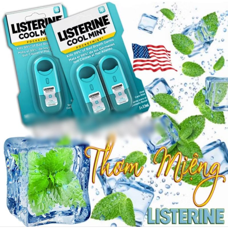 Xịt thơm miệng Listerine Cool Mint (7,7ml) - Mỹ