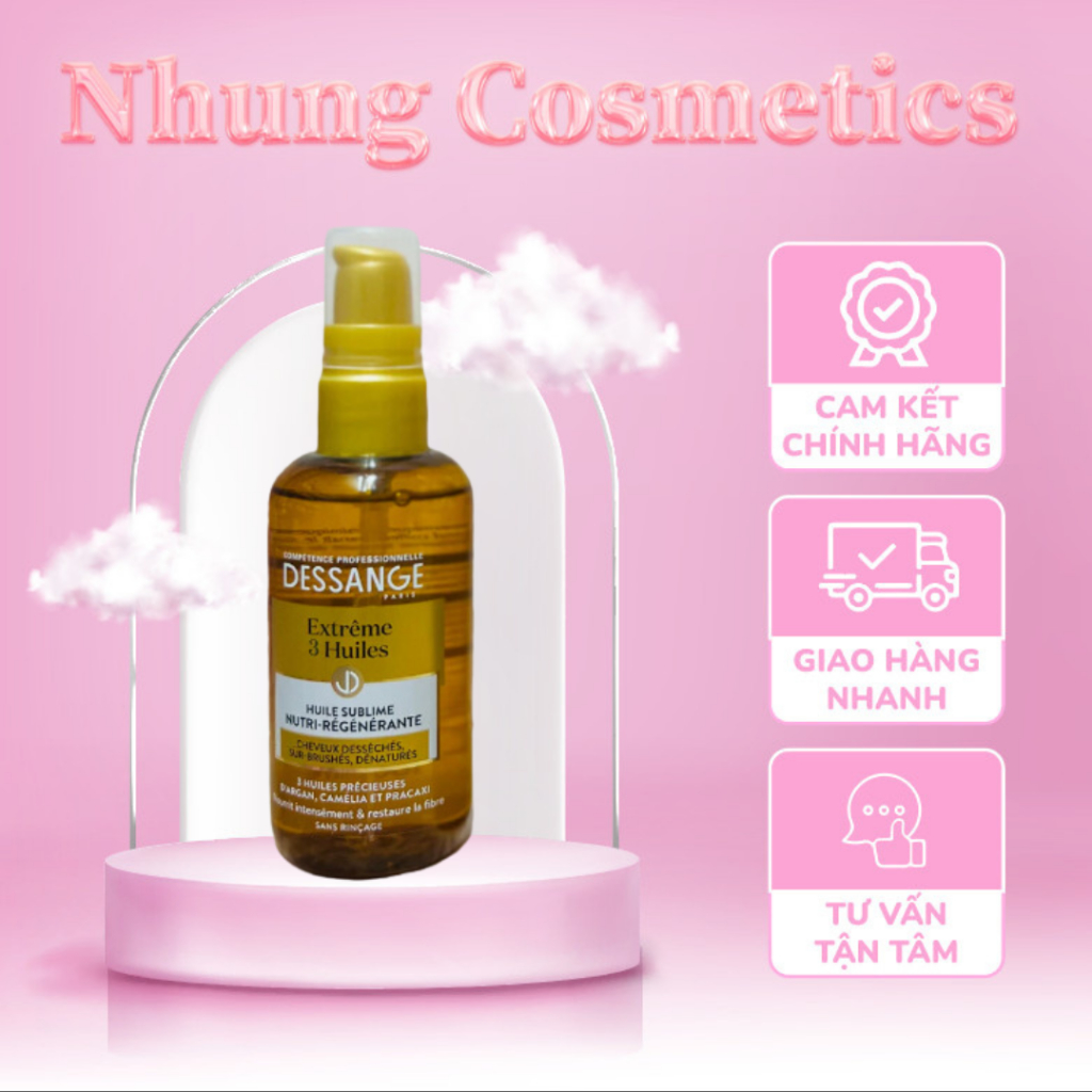 Tinh dầu dưỡng tóc Dessange Pháp, thơm sang, không bết dính - Nhung Cosmetics