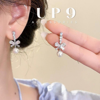   ĐÁ SỊN  Bông Tai Nữ Dây Nơ Đá Zircon Thả Hạt Ngọc Trai Nhân Tạo Hàn Quốc  Khuyên tai nữ Cao Cấp UP9.ACC  đẹp CC27 