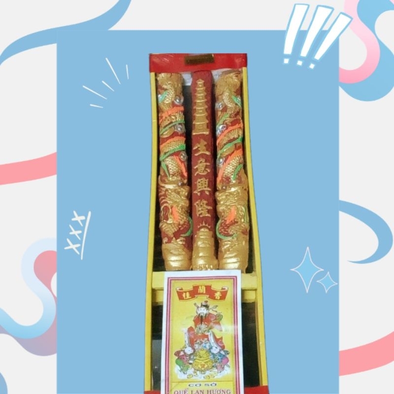 Nhang 3 cây chạm rồng 38cm