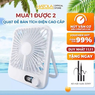 Quạt tích điện để bàn SK quạt mini xoay 180 độ, gấp gọn du lịch tiện lợi thiết kế hiện đại, dung lượng pin lớn HATOLA