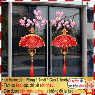 Decal tết 2025 dán cửa kính dán kính 2 mặt sẵn keo KEO-Dây Treo Tài Lộc