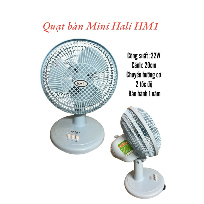 QUẠT BÀN  Mini HALI HM1 CÁNH 20CM  28W Hàng Chính Hãng- BH 1 năm