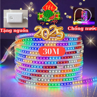 30M dây đèn led 2835 nháy đuổi bọc plastic chống nước tặng kèm nguồn đèn led hắt trần trang trí