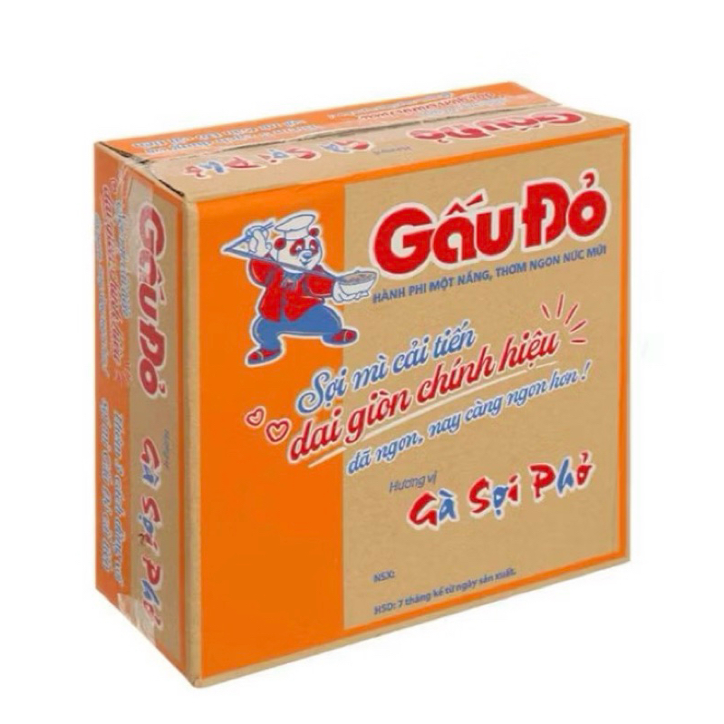 Thùng 30 Gói Mì Gấu Đỏ Gà Sợi Phở / Tôm Chua Cay x 63g