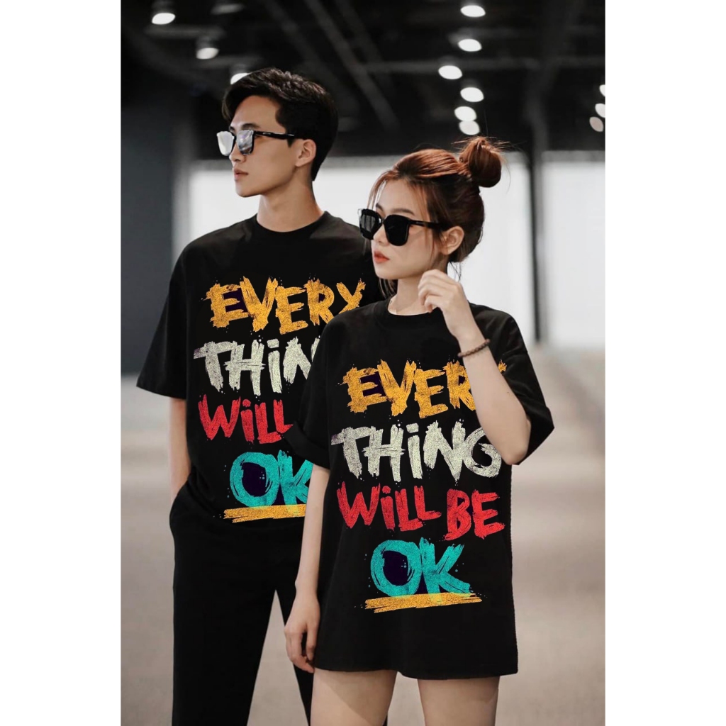 Bộ thể thao nam nữ, Set bộ đồ đôi phong cách girl phố boy phố EVERY THING WILLBE OK, chất liệu cotto