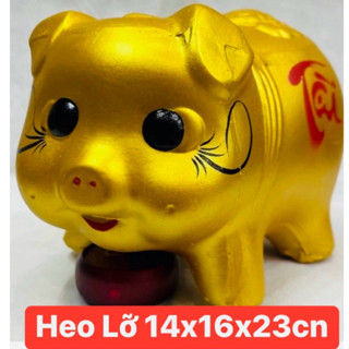 Heo đất Giá Rẻ tiết kiệm HEO VÀNG SIZE Lớn VÀNG KHÔNG KIM TUYẾN (ngang 14*dài 23*cm)chứa được 300 tờ tiền