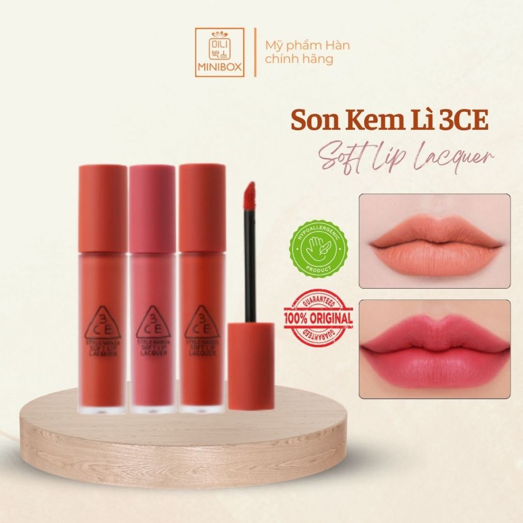 (BILL HÀN) Son Kem Lì 3CE Soft Lip Lacquer 6g