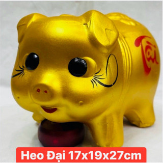 Heo đất Giá Rẻ tiết kiệm đẹp màu vàng không kim tuyến tài lộc, ống con lợn size nhỏ, vừa, to lớn