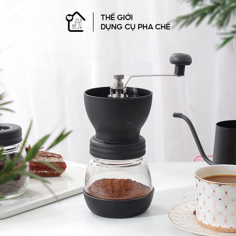 Dụng cụ xay cà phê cầm tay, máy xay cà phê bằng tay cao cấp tặng kèm 1 lọ thủy tinh