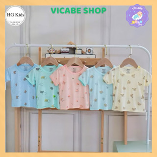 Combo 3 Áo cộc tay chất thun lạnh nền trắng và nền màu họa về tiết thú đáng yêu, có cúc cài vai cho bé từ 5-15kg