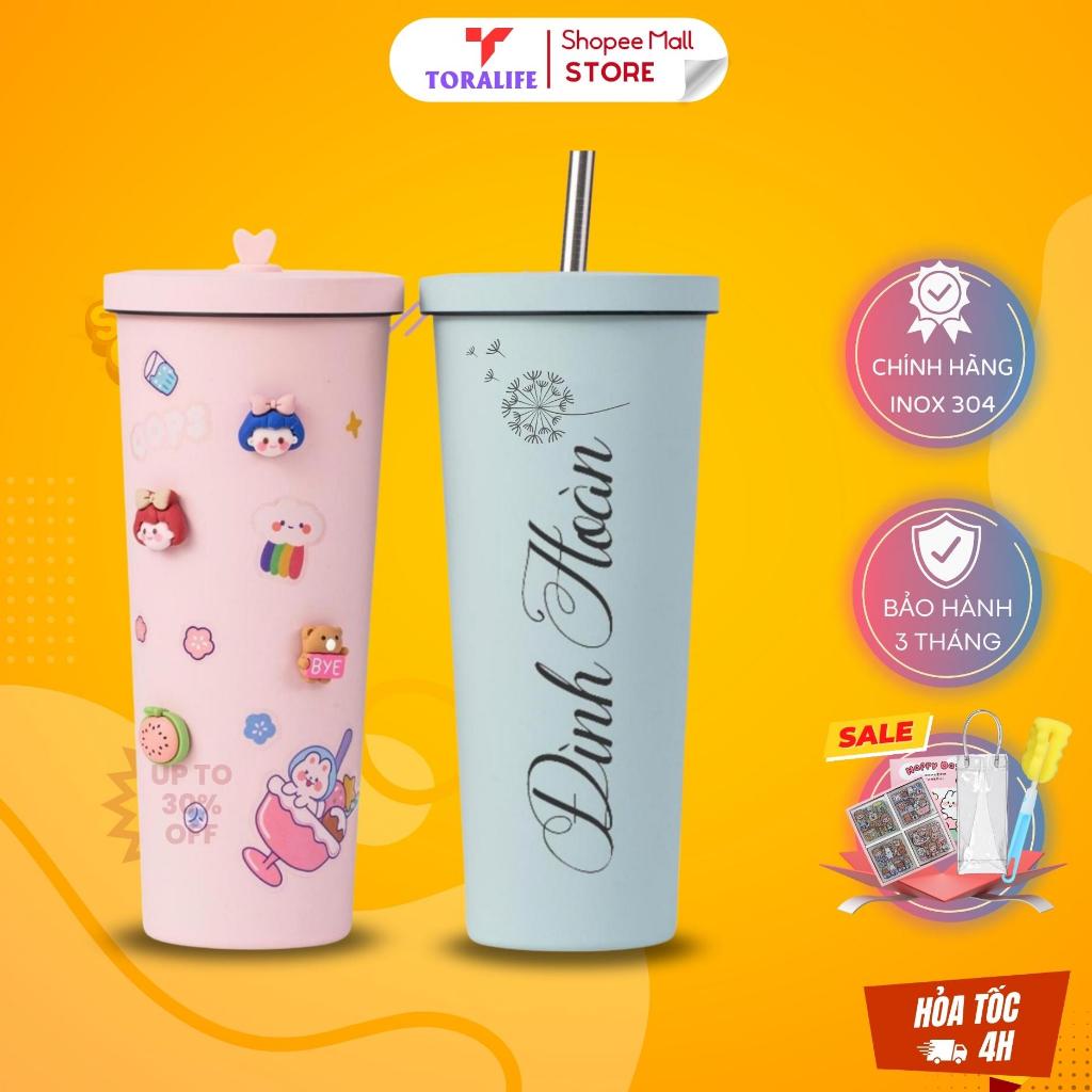 Bình giữ nhiệt Khắc Tên Pastel 800ml, Ly Giữ Nhiệt inox 304 Cốc Nước Giữ Nhiệt