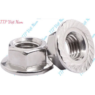 20Cái Đai ốc liền long đen,ecu liền vành,ốc mặt bích M3,M4,M5,M6,M8,M10,M12 Inox 304