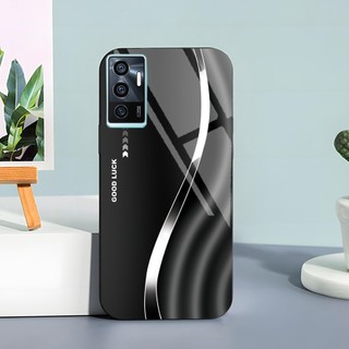 Ốp Lưng cho VIVO V23E Mặt kính cường lực, cao cấp Họa tiết GOOD LUCK