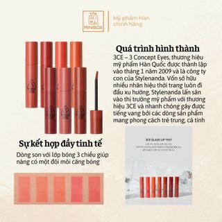 (BILL HÀN) Son Bóng 3CE Glaze Lip Tint 5g