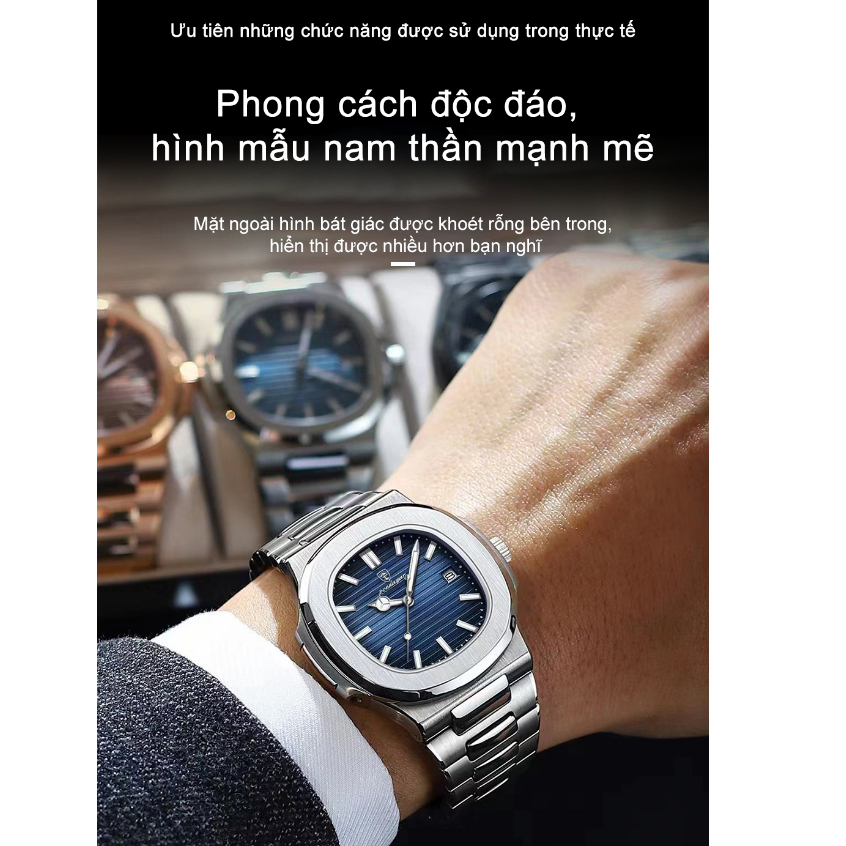 Đồng hồ nam chính hãng đẹp dây thép cao cấp mặt vuông thời trang chống nước Rozida'1 DH15 | BigBuy360 - bigbuy360.vn