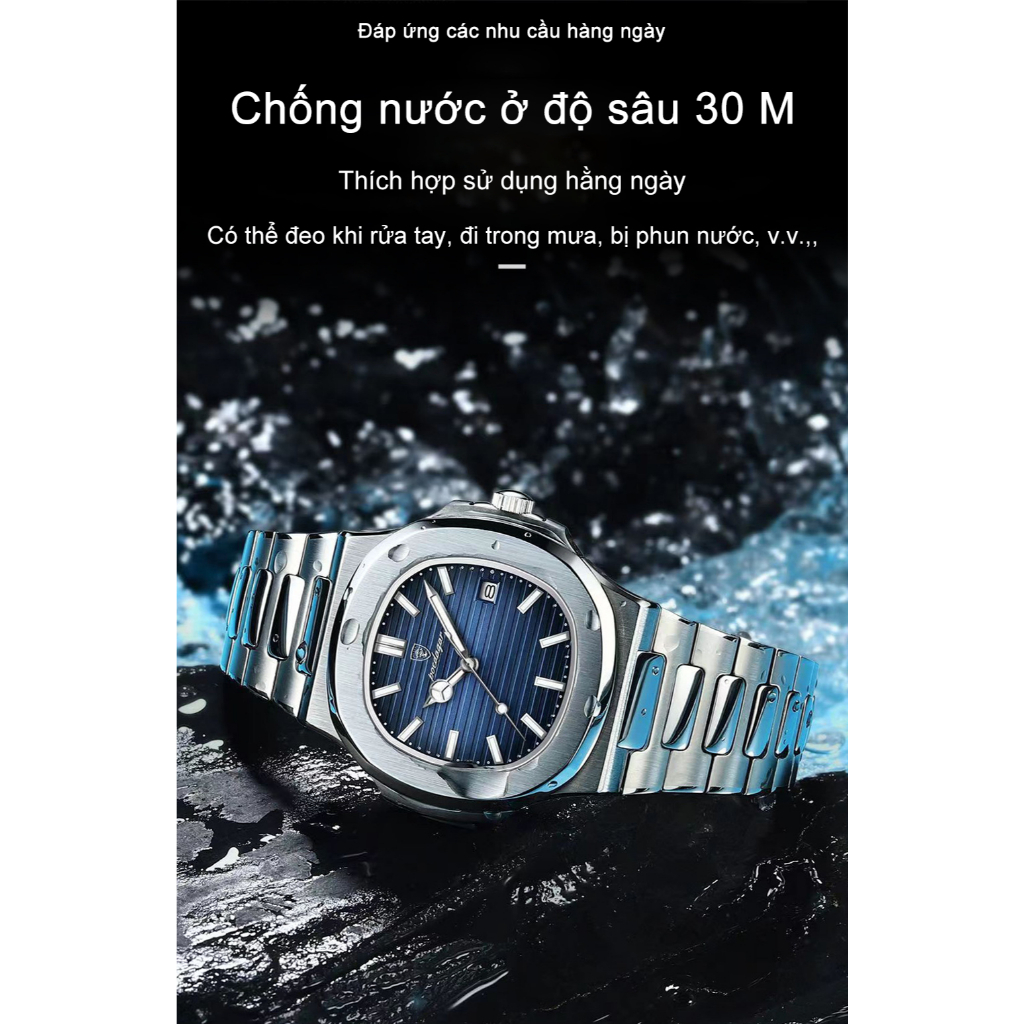 Đồng hồ nam chính hãng đẹp dây thép cao cấp mặt vuông thời trang chống nước Rozida'1 DH15 | BigBuy360 - bigbuy360.vn