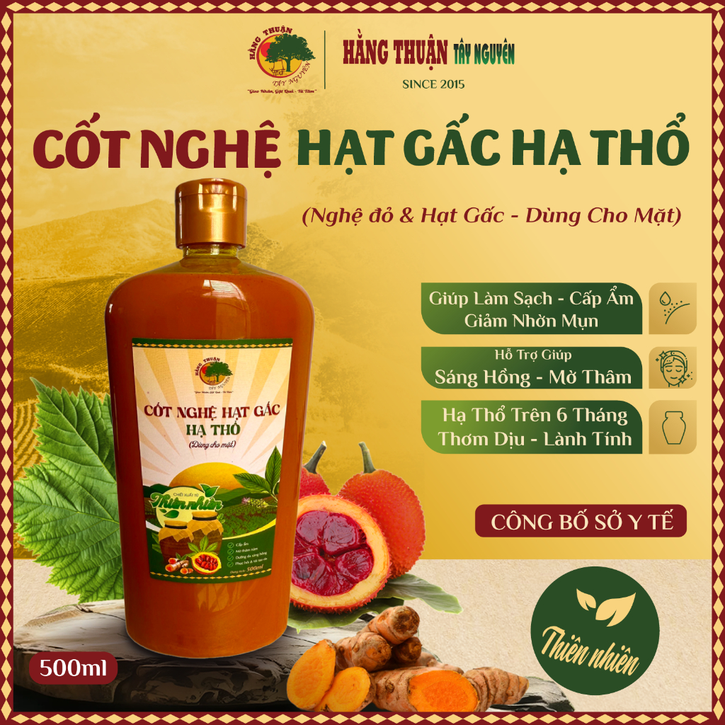 Cốt Nghệ Hạt Gấc Hạ Thổ Dùng Cho Mặt 500ml Hằng Thuận Tây Nguyên