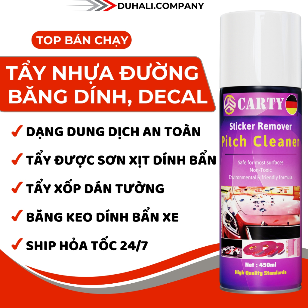 Vệ Sinh Ô Tô - Tẩy Ngoại Thất Ô Tô - Nước Lau Xe - Nước Rửa Xe CARTY 450ML