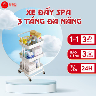  NEW 2024 Xe Đẩy Spa 3 Tầng Đa Năng My Nhân Kệ Để Đồ Bỉm Sữa 