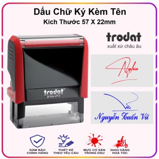 Khắc dấu chữ ký kèm tên, khắc theo yêu cầu 3 - 4 dòng Trodat Printy 4913 - chính hãng- mực rõ nét