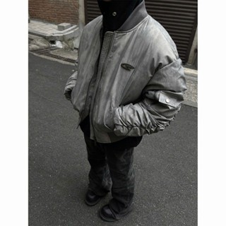 [ XẢ KHO] Áo Khoác Nam Bomber Trần Bông Màu Xám Form Boxy Phong Cách Đường Phố