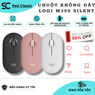 Chuột Không Dây Logitech Pebble M350 Silent Mouse , Hàng Công Ty với công nghệ SilentTouch giúp làm việc yên tĩnh