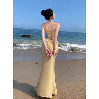 [sẵn HCM] đầm maxi dáng body đuôi cá 2 lớp không mút ngực cao cấp