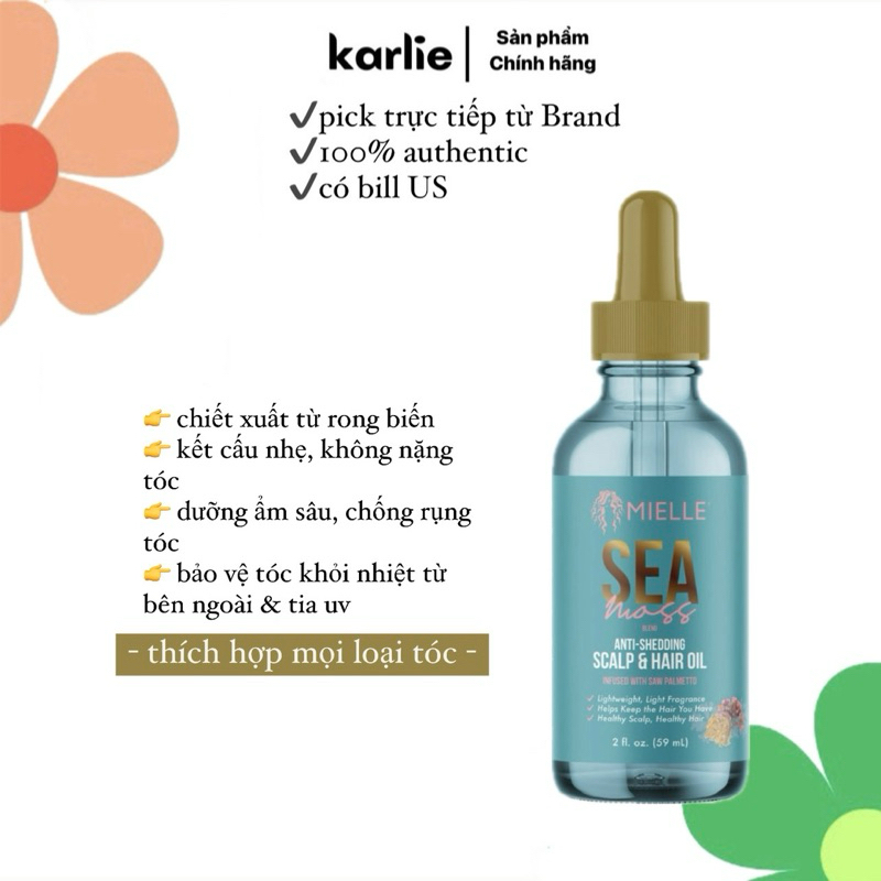 [Chính hãng Hỏa tốc] Dầu dưỡng chân tóc chống rụng MIELLE Sea Moss Anti-Shedding Scalp & Hair Oil 59