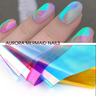 Set 10 cuộn foil giấy bóng kính aurora trang trí móng tay-ĐỒ NAIL VIỆT