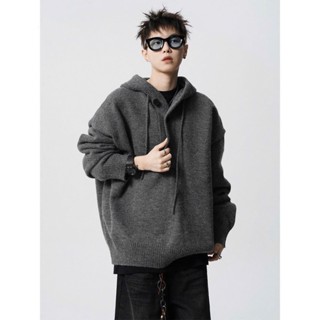  Áo Hoodie Nam Len Dệt Kim Có Mũ Phối Cổ Cách Điệu Phong Cách Hàn Quốc 