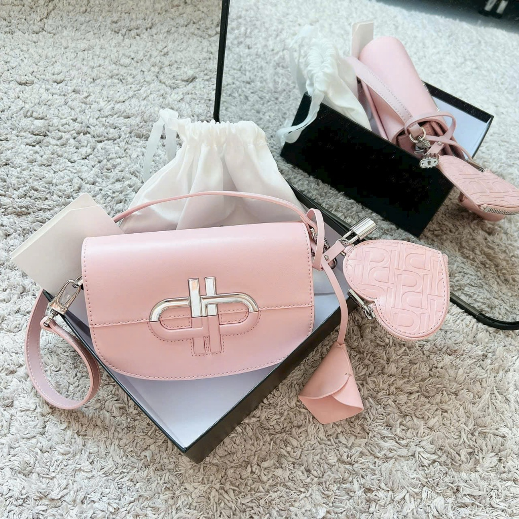 Túi nữ Túi Pedro set 3 món tặng charm tim size 18 full box túi vải làm quà hàng Quảng Châu